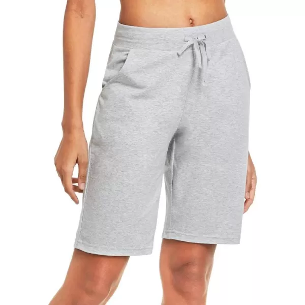 BALEAF Womens Sweat Shorts Long Cotton Bermuda Basketball Summer Casual Workout Walking Drawstring Shorts with PocketsLight Gray