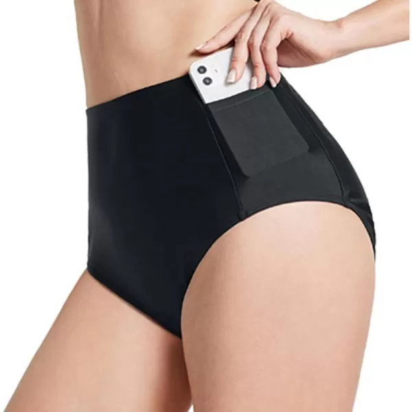 BALEAF Womens Swim Bottoms High Waisted Bikini Bottom Tummy Control Bathing Suit BottomsBlack