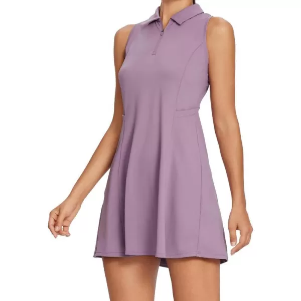 BALEAF Womens Tennis Athletic Dress Golf Dresses for Women with Shorts Sleeveless 4 Pockets Active WorkoutPolo Collarpurple