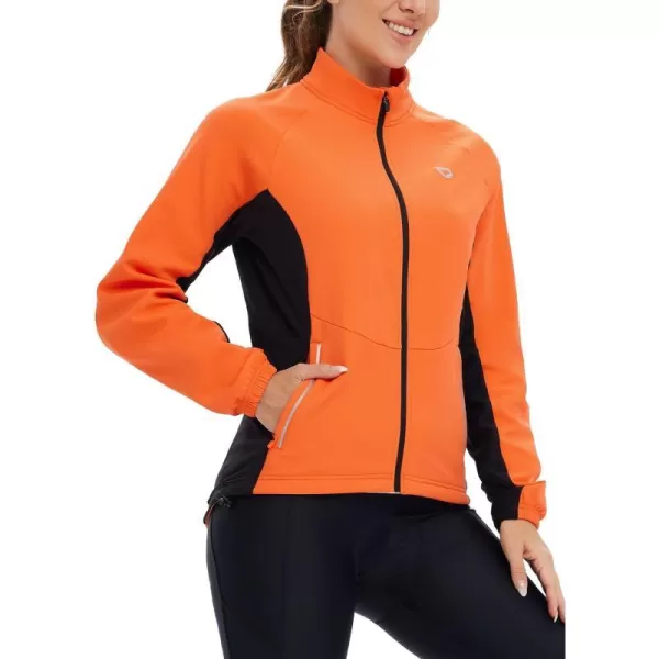 BALEAF Womens Thermal Winter Cycling Jacket Windproof Water Resistant Softshell Cold Weather Running Gear WarmOrange