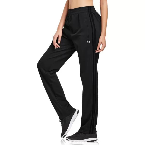 BALEAF Womens Track Pants Athletic Jogging Sweatpants Zipper Pockets WarmUp Sports Running PantsBlackBlack