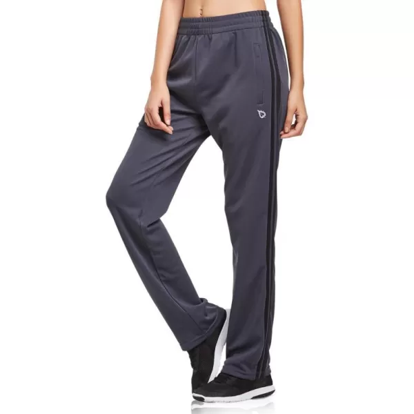 BALEAF Womens Track Pants Athletic Jogging Sweatpants Zipper Pockets WarmUp Sports Running PantsGreyBlack