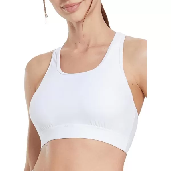 BALEAF Womens UPF 50 Swim Bra Modest Bikini Top Quick Dry Workout Sport Bra Under Rash GuardWhite