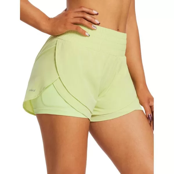 BALEAF Womens Workout Running Shorts 2 in 1 Spandex High Waisted 3 Athletic Shorts with Liner PocketsGreen