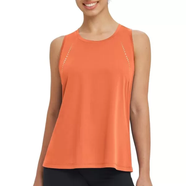 BALEAF Womens Workout Tank Tops Athletic Yoga Top Racerback Sleeveless Running Shirts Quick Dry Gym Outdoor UPF50Orange