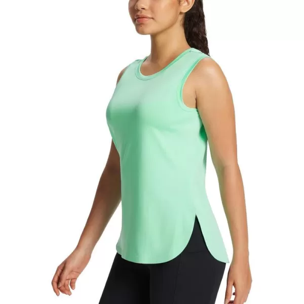 BALEAF Womens Workout Tank Tops Sleeveless Athletic Tennis Exercise Running Shirts with Side SlitGreen  Quick Dry