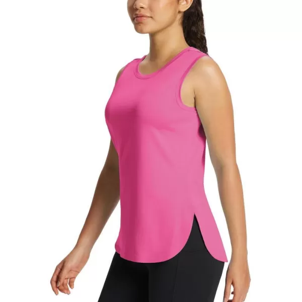 BALEAF Womens Workout Tank Tops Sleeveless Athletic Tennis Exercise Running Shirts with Side SlitHot Pink