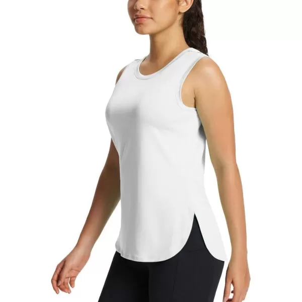 BALEAF Womens Workout Tank Tops Sleeveless Athletic Tennis Exercise Running Shirts with Side SlitWhite  Quick Dry