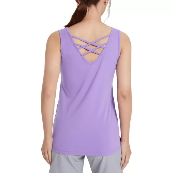 BALEAF Womens Workout Tank Tops for Tennis Quick Dry Fitted Sleeveless Shirts UPF50 VNeck LightweightPurple