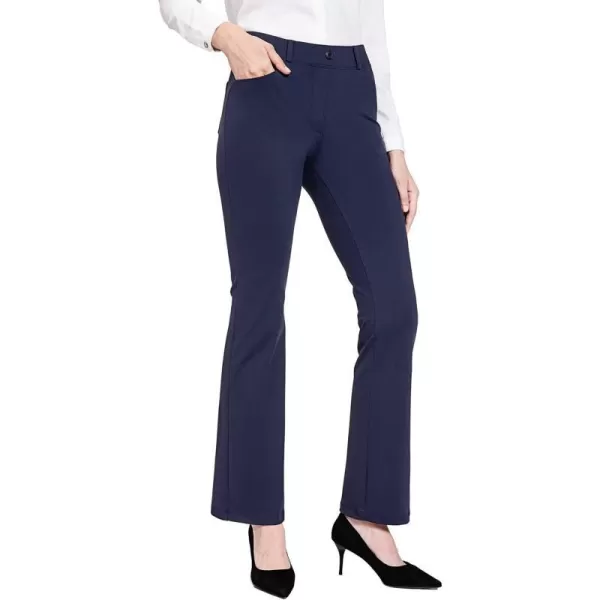 BALEAF Womens Yoga Dress Pants Stretchy Work Slacks Business Casual Straight LegBootcut Pull on Trousers 4 Pockets29 Bootcut Navy Blue