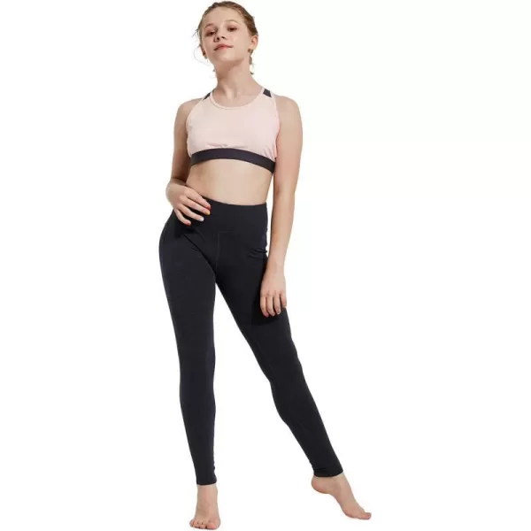 BALEAF Youth Girls Athletic Dance Leggings Compression Pants Running Active Yoga Tights with Back Pocket1 Back Pocket Charcoal