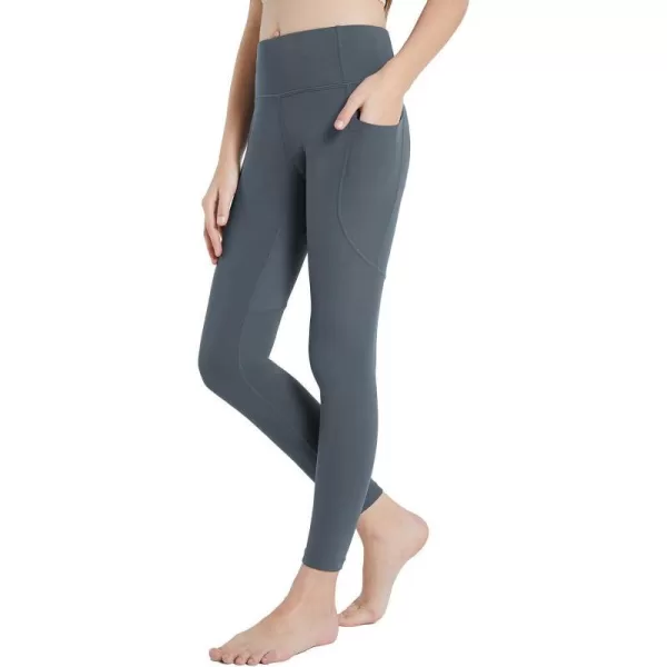 BALEAF Youth Girls Athletic Dance Leggings Compression Pants Running Active Yoga Tights with Back Pocket2 Side Pockets Charcoal Gray