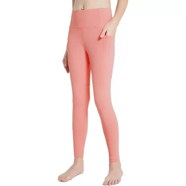 BALEAF Youth Girls Athletic Dance Leggings Compression Pants Running Active Yoga Tights with Back Pocket2 Side Pockets Pink