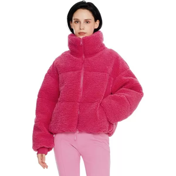 Orolay Womens Fuzzy Fleece Jacket Fluffy Shaggy Jacket Winter Warm Coat Zip Up Cropped OuterwearRose