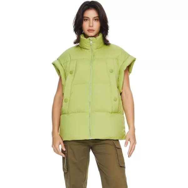 Orolay Womens Puffer Vest Fashionable Down Vest Sleeveless Classic Quilted Gilet with Stand CollarLightgreen