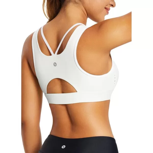 Sports Bras for Women High Support High Neck Removable Pads Workout TopsWhite