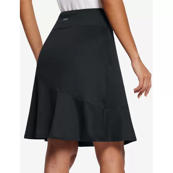 BALEAF 20quot Skorts for Woman Golf Skirts Knee Length Tennis Casual Athletic Long Skirt Pickleball Pockets Modest RuffleBlack