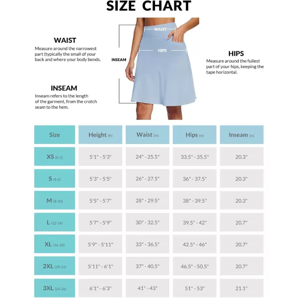 BALEAF 20quot Skorts for Woman Golf Skirts Knee Length Tennis Casual Athletic Long Skirt Pickleball Pockets Modest RuffleBlue