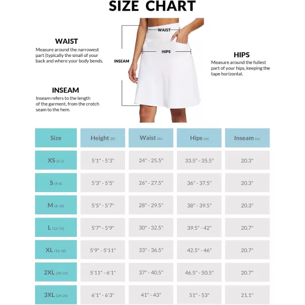 BALEAF 20quot Skorts for Woman Golf Skirts Knee Length Tennis Casual Athletic Long Skirt Pickleball Pockets Modest RuffleWhite