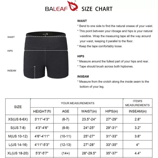 BALEAF Girls 4quot Volleyball Shorts Kids Athletic Biker Cartwheel Dance Soccer Cheer Running Preppy Teen4black