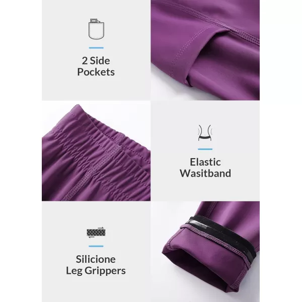 BALEAF Girls Riding Pants Kids Equestrian Breeches KneePatch Zip Pocket Horseback Tights2purple