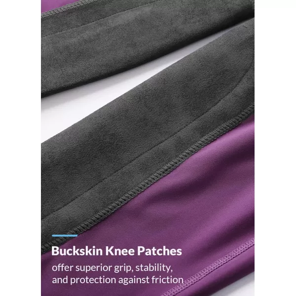 BALEAF Girls Riding Pants Kids Equestrian Breeches KneePatch Zip Pocket Horseback Tights2purple