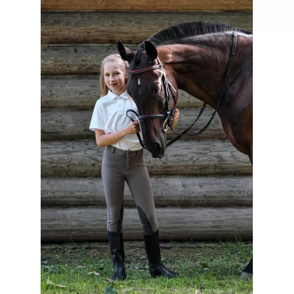 BALEAF Girls Riding Pants Kids Equestrian Breeches KneePatch Zip Pocket Horseback Tights6light Blue