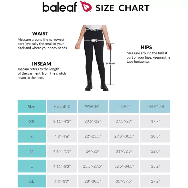 BALEAF Girls Riding Pants Kids Equestrian Breeches KneePatch Zip Pocket Horseback TightsBlack