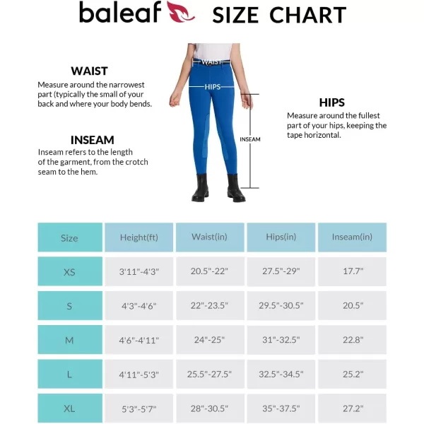 BALEAF Girls Riding Pants Kids Equestrian Breeches KneePatch Zip Pocket Horseback TightsQuartz Blue