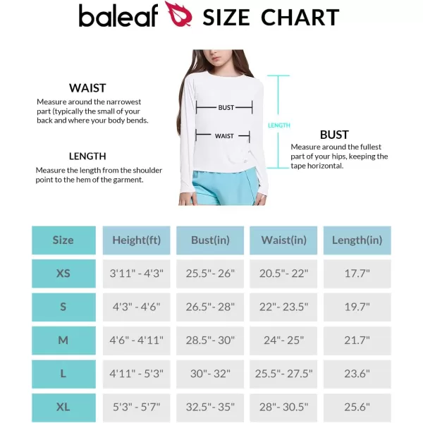 BALEAF Girls Sun Shirts UV Protection Long Sleeve Swim Tops Quick Dry Lightweight UPF 50 ClothingWhite