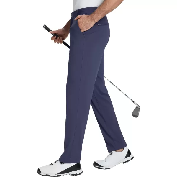 BALEAF Mens Golf Pants with 5 Pockets 30quot Stretch Slim Fit Dress Pants for Men Work Casual TravelBnavy Blue