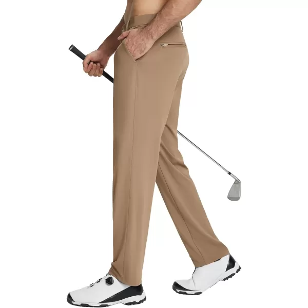 BALEAF Mens Golf Pants with 5 Pockets 30quot Stretch Slim Fit Dress Pants for Men Work Casual TravelDbrown