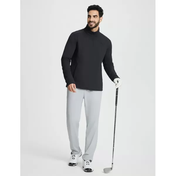 BALEAF Mens Golf Pullover Quarter Zip Fleece with Zipper Pockets Water Resistant Hiking SweaterBlack