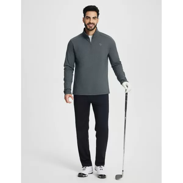 BALEAF Mens Golf Pullover Quarter Zip Fleece with Zipper Pockets Water Resistant Hiking SweaterDark Grey