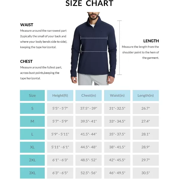 BALEAF Mens Golf Pullover Quarter Zip Fleece with Zipper Pockets Water Resistant Hiking SweaterNavy Blue