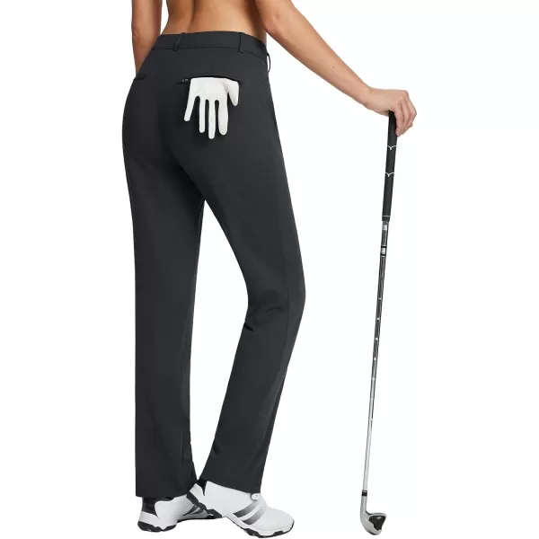 BALEAF Womens Golf Pant Winter Fleece Lined Pants with Belt Loops Pockets Travel Work CasualAblack