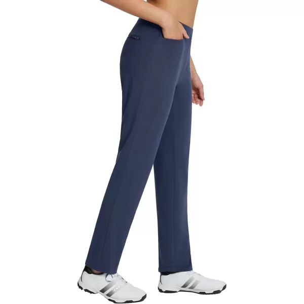 BALEAF Womens Golf Pant Winter Fleece Lined Pants with Belt Loops Pockets Travel Work CasualBnavy Blue