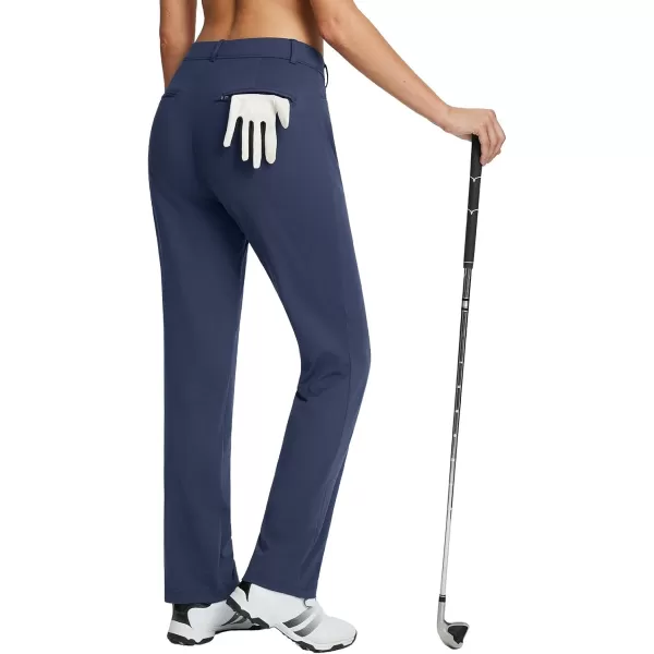 BALEAF Womens Golf Pant Winter Fleece Lined Pants with Belt Loops Pockets Travel Work CasualBnavy Blue