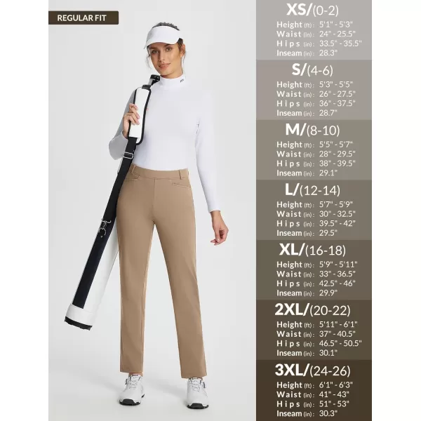 BALEAF Womens Golf Pant Winter Fleece Lined Pants with Belt Loops Pockets Travel Work CasualCbrown