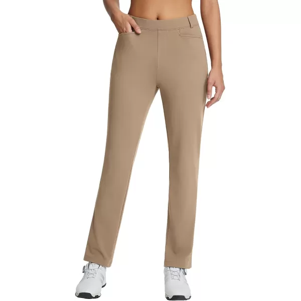 BALEAF Womens Golf Pant Winter Fleece Lined Pants with Belt Loops Pockets Travel Work CasualCbrown