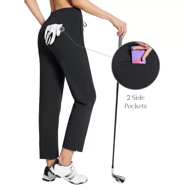 BALEAF Womens Golf Pants 27quot Stretch High Waisted Sweatpants for Work Athletic TravelAblack