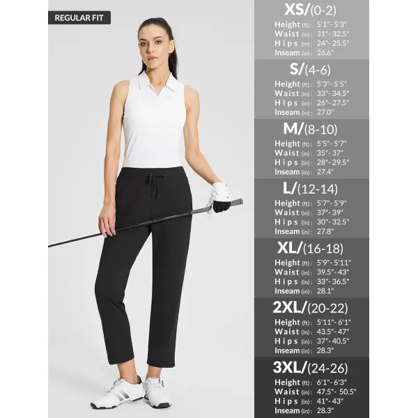 BALEAF Womens Golf Pants 27quot Stretch High Waisted Sweatpants for Work Athletic TravelAblack