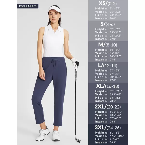 BALEAF Womens Golf Pants 27quot Stretch High Waisted Sweatpants for Work Athletic TravelBnavy Blue