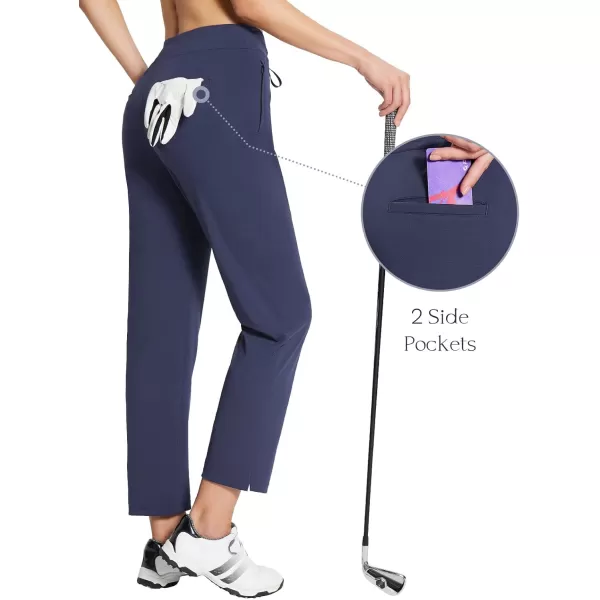 BALEAF Womens Golf Pants 27quot Stretch High Waisted Sweatpants for Work Athletic TravelBnavy Blue