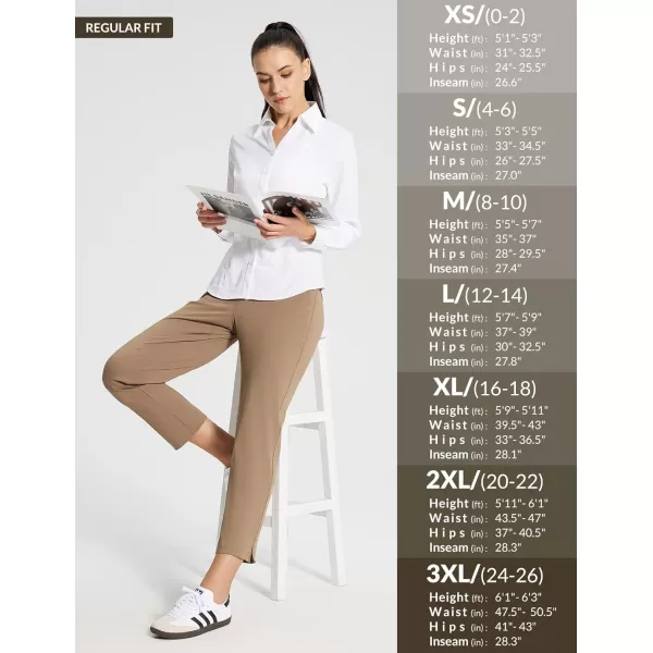 BALEAF Womens Golf Pants 27quot Stretch High Waisted Sweatpants for Work Athletic TravelCbrown