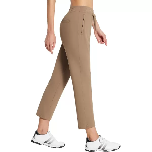 BALEAF Womens Golf Pants 27quot Stretch High Waisted Sweatpants for Work Athletic TravelCbrown