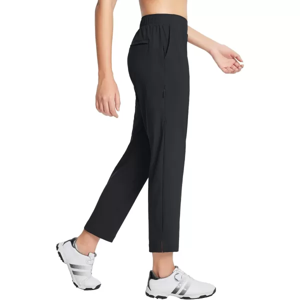 BALEAF Womens Golf Pants 78 Stretch Travel Casual Work Ankle Pants Pockets PetiteBlack