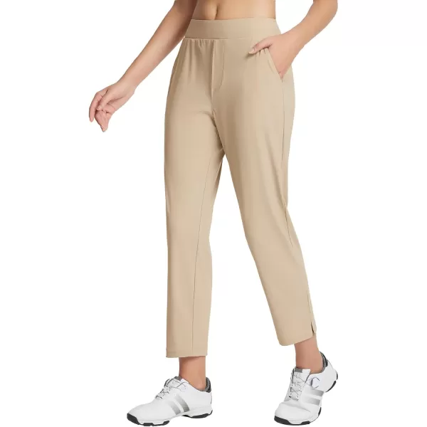 BALEAF Womens Golf Pants 78 Stretch Travel Casual Work Ankle Pants Pockets PetiteKhaki