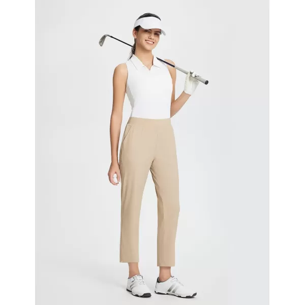 BALEAF Womens Golf Pants 78 Stretch Travel Casual Work Ankle Pants Pockets PetiteKhaki