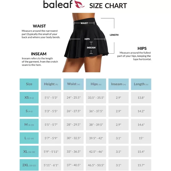 BALEAF Womens Tennis Skirts High Waisted Tummy Control Pleated Golf Skorts for Woman with Shorts PocketsBlack